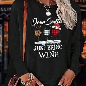 Black 'Dear Santa' Long Sleeve Top